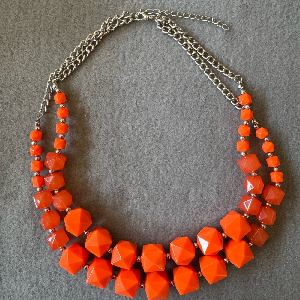 Bold Orange Geometric Necklace